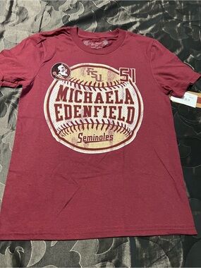 NWT FSU Garnet Red Softball Seminoles Michaela Edenfield #51 T-shirt Youth Med.